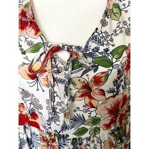 Women's Reborn Plus Size 2X Pullover Orange, Green, Blue Gray Floral Top, Blouse